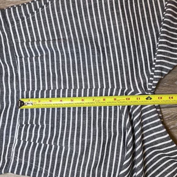 Mokingtop crop jumpsuit lightweight cotton black white stripes womens sz M - Picture 15 of 16